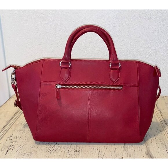 Sukriti Purse Red Leather Hand Painted Leopard Tropical Mob Wife Stunning - Picture 3 of 5